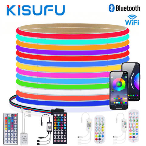 Tuya Smart WIFI RGB COB LED Streifen 12V 24V 576LEDs Bluetooth Fernbedienung TV Zimmer