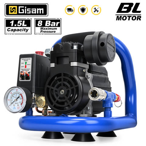 Gisam Elektrischer Luftkompressor 1.5L 8Bar Ölfrei Makita 18V Akku Reifenfüllung Autolackierung Smart