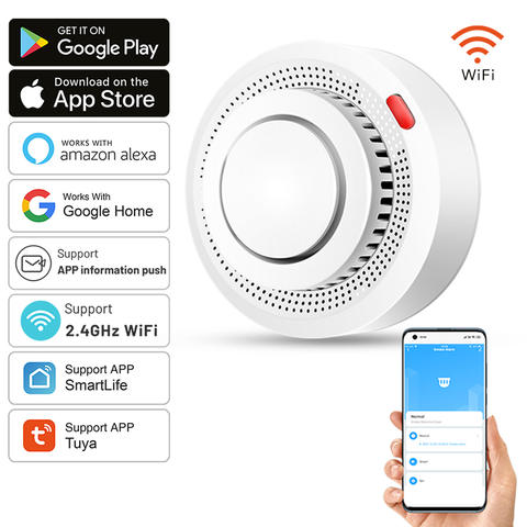 Tuya Smart WiFi Rauchmelder Brandschutz 85dB Alarm Sicherheitssystem Smartlife APP-Steuerung