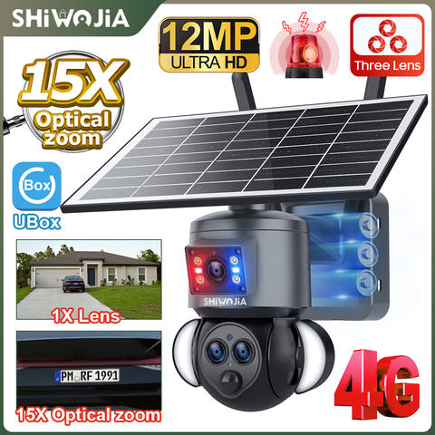 SHIWOJIA 4K 8MP Solar Kamera 4G SIM WiFi Dual Lens Humanoid Tracking Farbnachtsicht PTZ Outdoor Smart