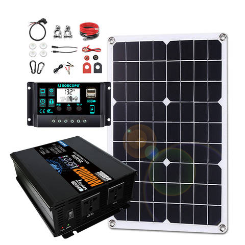 SOECOPO 20000W Solarsystem-Set 500W Solarpanel Wechselrichter 12V 24V 110V 220V 100A Controller für Zuhause Camping