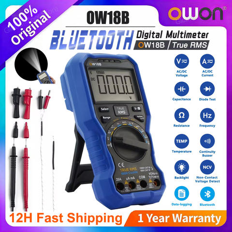 OWON OW18B Smart Digital Multimeter 6000 Counts Bluetooth True RMS 1000V AC DC