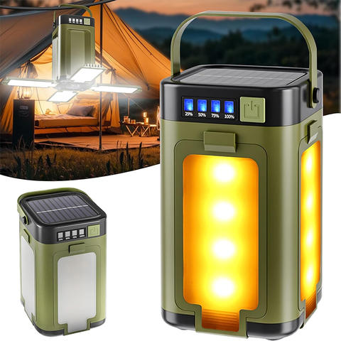 Solar-Campinglampe 4-Blatt Faltbar Laterne 6 Modi IPX4 Wiederaufladbar Outdoor Zelt Camping