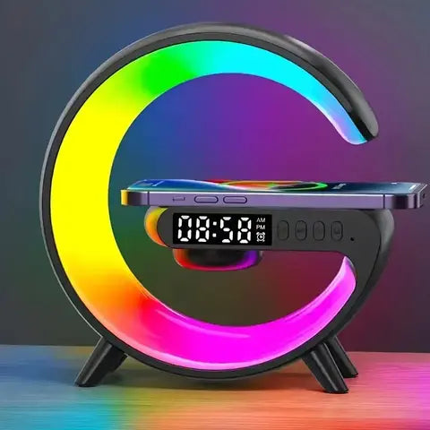 Multifunktions Drahtlose Ladestation RGB Licht Wecker Lautsprecher für iPhone Samsung Xiaomi Schnelle Lade Dock