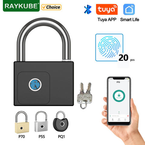 RAYKUBE Tuya Smart Vorhängeschloss Fingerabdruck Wasserdicht USB Schnelle Identifizierung Entsperren P70