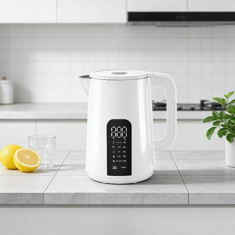 Smart WiFi Wasserkocher Doppelwand 304 Edelstahl 1.7L LED-Anzeige Timer Isolierung Smart Home