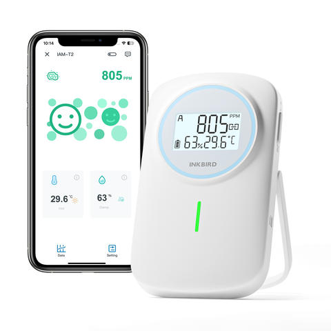 INKBIRD IAM-T2 Bluetooth Luftqualitätsmonitor CO2 Temperatur Luftfeuchtigkeit 3-in-1 Detektor Innenbereich