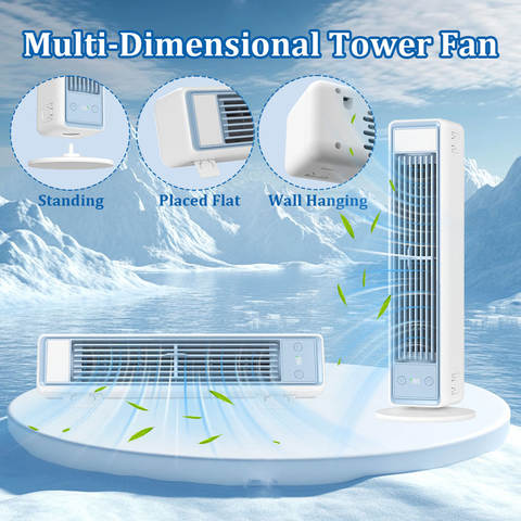 Tragbarer Klimaventilator 3600mAh Desktop Turmventilator 0-100 Geschwindigkeiten Leise