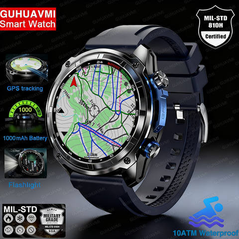 GPS Outdoor Smart Uhr Offline Karte 10ATM 4GB Navigation 1000mAh Militär Herren
