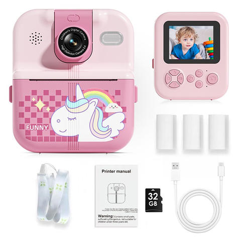 Kinder Sofortdruckkamera Bluetooth 1080P HD Dual Lens 3-12 Jahre Geburtstag Geschenk