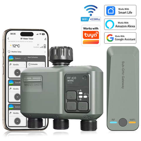 RF433 WiFi Automatischer Bewässerungstimer Garten Digitaler Sprinkler Smart Outdoor Tuya Wasserersparnis