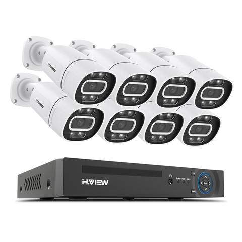 H.View 4K PoE CCTV Sicherheitssystem 8-Kanal NVR 5MP 8MP Audio Außen IP-Kamera Xmeye App Überwachung Smart Home