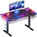 Gaming Stehschreibtisch Elektrisch App LED Beleuchtung Carbonfaser 2 Memory-Presets Höhenverstellbar Smart