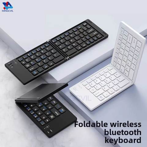 MINGCVIL Mini Faltbar Kabellos Tastatur Slim Tragbar Bluetooth Wiederaufladbar iOS Windows Android