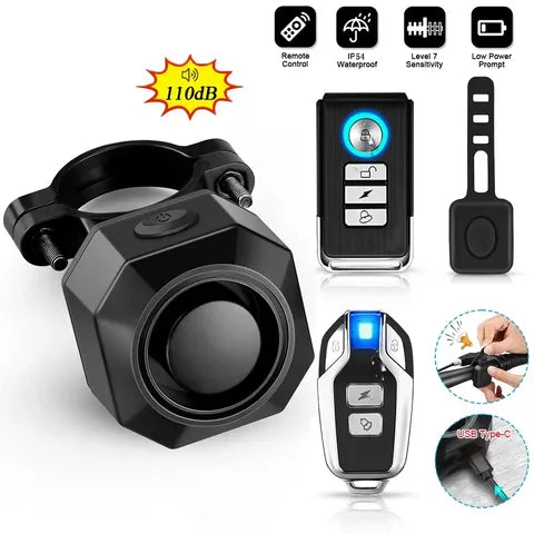 Extractme 110dB Fahrradalarm USB Aufladung Vibration Alarm IPX5 Wasserdicht Motorrad Roller