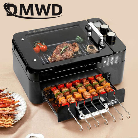 Elektrischer Ofen Rauchfrei Automatisch Rotierender Lammspieß Grill Kebab BBQ Röster Hot Pot Smart