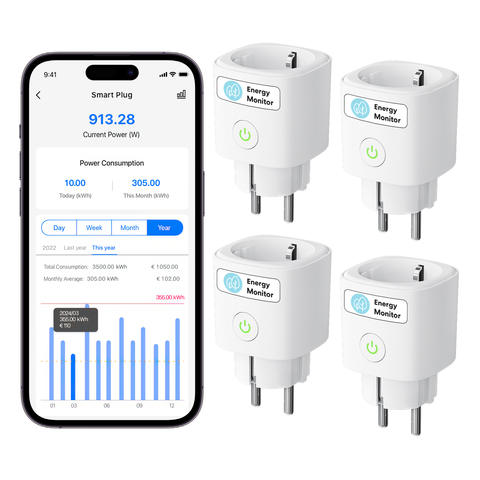 Meross Matter Smart Wi-Fi EU-Stecker mit Energiemonitorfunktion Apple Homekit Google Home Smartthings Alexa