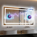 XXL Badezimmerspiegel Smart LED Bluetooth Antibeschlag Vor-Rückbeleuchtung Digitalanzeige Wandmontiert