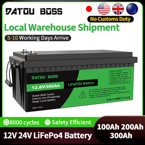 DATOUBOSS 12V 100Ah LiFePO4 Akku 1280Wh 100A BMS 8000-15000 Deep Cycles Solar Lithiumbatterie