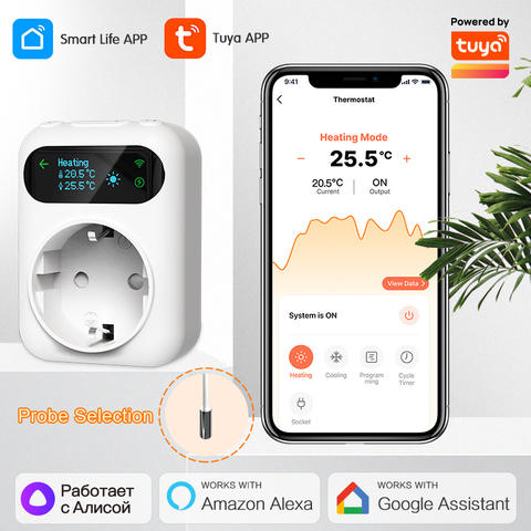 Smart WiFi Thermostat Steckdose Tuya 16A Kühlung Heizung Temperaturregler Timer Smart