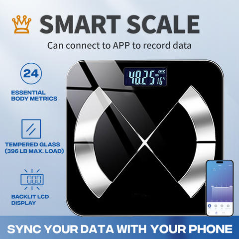 Bluetooth Smart-Waage 180kg BMI App-Datenaufzeichnung LCD-Display Badezimmerwaage