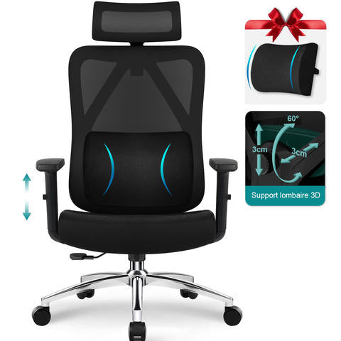 Daccormax Smart Ergonomischer Bürostuhl Netz Verstellbare Lendenwirbelstütze Neigungsrollen Home-Office Gaming Smart