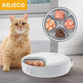 ROJECO 4-Mahlzeiten Kabellos Katzenfutterspender Nass Trocken Katze Hund Smart Multifunktional