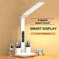 LED Uhr Tischlampe USB-Aufladbar Dimmbar 2 Köpfe 180° Drehbar Faltbar Augenschutz Desktop-Leselampe