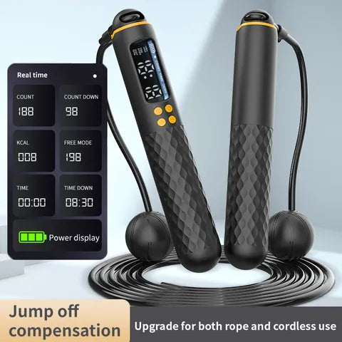 Kabelloses Digital Springseil USB Kalorienzähler Verstellbar Schnurlos Fitness Trainer Gewicht