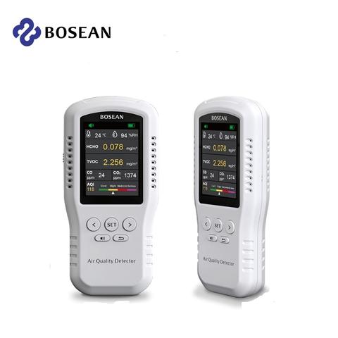 Bosean Luftqualitätsmonitor CO2 CO PM2.5 HCHO TVOC Temperatur Feuchtigkeit Sprachalarm Sensor