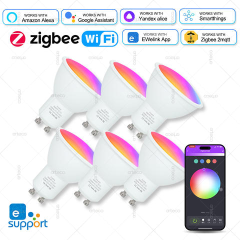 Ewelink GU10 Zigbee LED-Lampen WiFi Smart LED-Lampe RGB CW WW funktioniert mit Alexa Google Home Yandex Smartthings