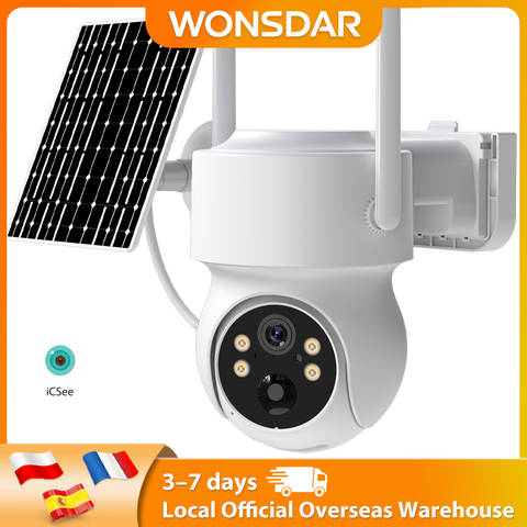 WONSDAR Solar WiFi PTZ Outdoor Kamera Akku Lange Standby HD Video Überwachung iCSee Smart Home Sicherheit
