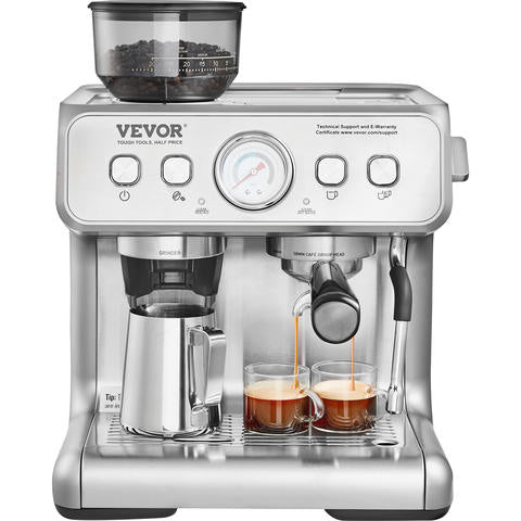 SucceBuy Espressomaschine 15 Bar Mahlwerk Halbautomatisch Milchaufschäumer Dampfstab Smart