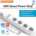 BORUIDAPLS WiFi Smart Steckdosenleiste EU USB USB-C Alexa Google Sprachsteuerung App Energieverbrauch-Monitor