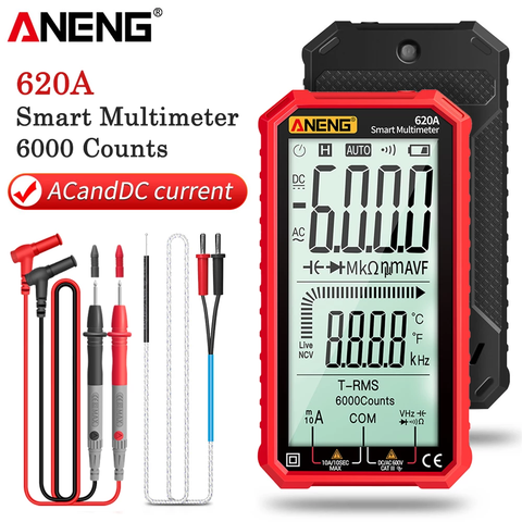 ANENG 620A Smart Multimeter Transistor Tester 6000 Zählt True RMS Auto Kapazität Temp
