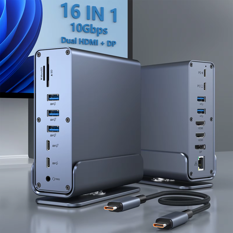 FC&EC 15-in-1 Typ-C Docking 4K 60Hz HDMI DisplayPort USB-A RJ45 SD TF MacBook Pro