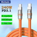 Hichain PD240W USB-C Schnellladekabel Flüssiges Silikon für iPhone Laptop Tablets 1.2m 2m