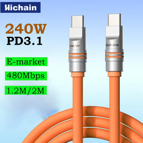 Hichain PD240W USB-C Schnellladekabel Flüssiges Silikon für iPhone Laptop Tablets 1.2m 2m