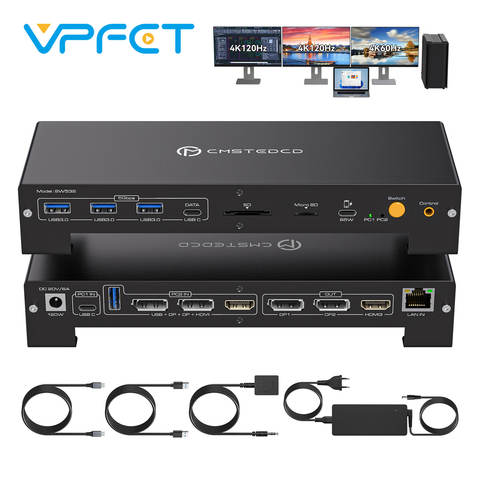 KVM Switch Dockingstation 3 Monitore 2 Computer DP 4K 120Hz HDMI 4K 60Hz Thunderbolt 100W PD USB-C Hub Smart
