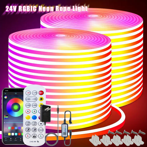 RGBIC Neon LED Streifen DC24V Silikon Musik Sync Dreamcolor Chasing LED Band Indoor Outdoor