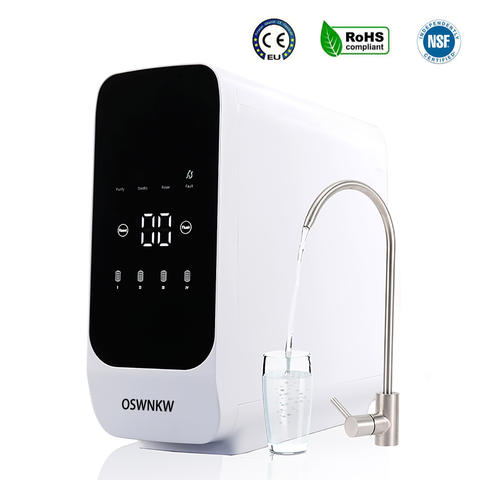 OSWNKW 600GPD Tankless RO Wasserfilter UV Mineralisiert 1:2 Abwasser Untertisch Smart Home