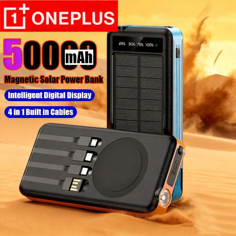 ONEPLUS 50000mAh 4-in-1 Solar Wireless Powerbank Schnellladen Extern Tragbar