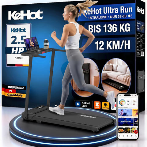 Laufband 2-in-1 Klapp App Bluetooth Lautsprecher 12 km/h 12 Programme LED 2.0PS Zuhause Smart