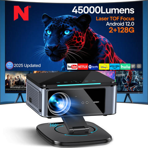 XIWBSY 2026 Laser TOF Fokus Projektor 45000 Lumen Tageslicht 4K Android 12 WiFi6 Tragbar Smart Beamer