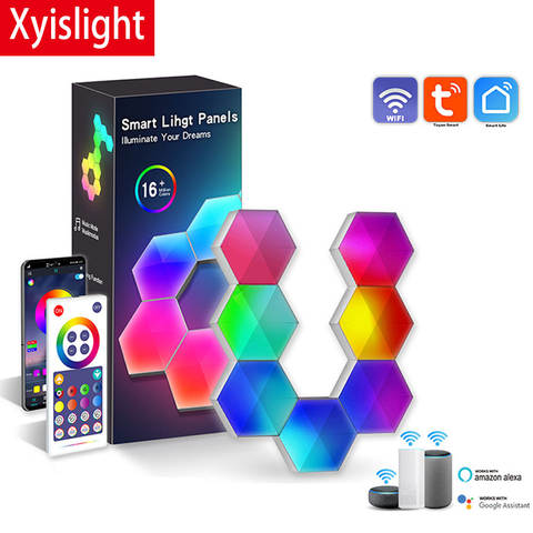 Tuya Quantum LED Hexagon Panel Smart WiFi Bluetooth Sprachsteuerung Induktion Neon DIY Wandlicht Gaming Smart Home