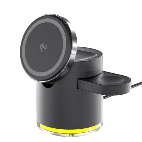 Qi2 3-in-1 Magnetisch Kabellos Ladestation Nachtlicht iPhone Watch Ohrhörer Universal
