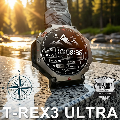 T-Rex 3 Ultra Military Grade GPS Smart Watch 10 ATM Wasserdicht Kompass AMOLED Anruf Sport Smartwatch