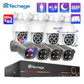 Techage 8CH 4K PoE NVR Dual-Objektiv PTZ 8x Zoom KI Menschenerkennung CCTV Überwachungsset Smart Home Security