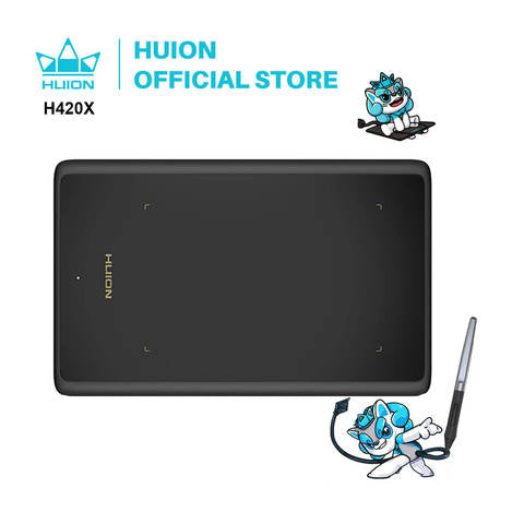 HUION H420X Grafiktablett Digitales Zeichentablett Batterieloser Stift PW100 8192 Level