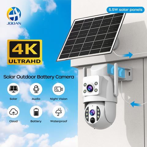 JOOAN 4K 6MP WiFi Überwachungskamera Solar Outdoor CCTV Kamera Solar Panel Dual Objektiv PTZ IP Cam